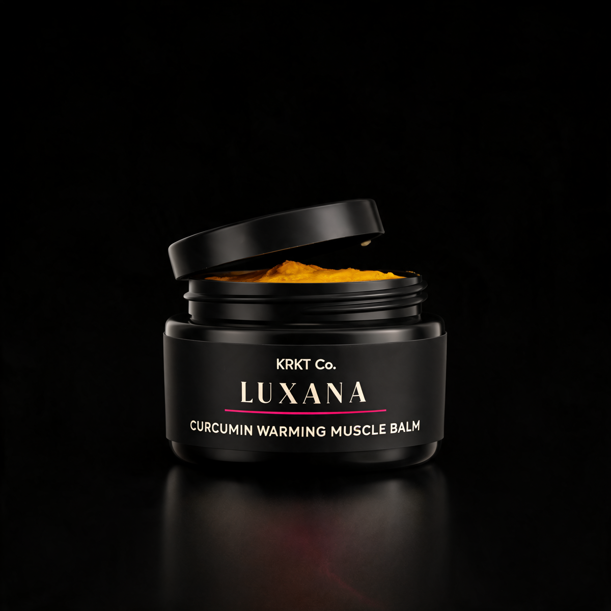 KRKT Co. LUXANA curcumin warming muscle balm mockup